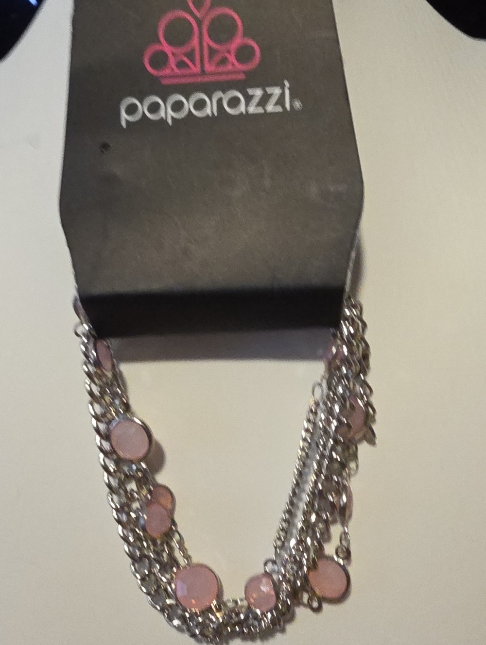 paparazzi Silver Multi-Strand Necklace with Pink Accents